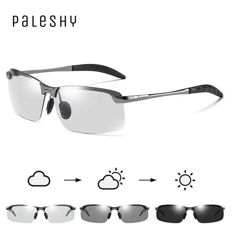 Unisex Square Frame Sunglasses withColor Change Tech -ChameleonLenses for Driving, Fishing