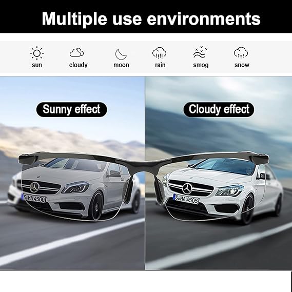 Unisex Square Frame Sunglasses withColor Change Tech -ChameleonLenses for Driving, Fishing
