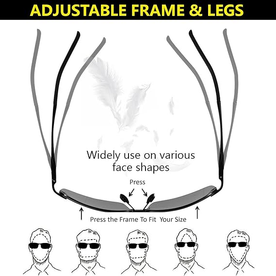 Unisex Square Frame Sunglasses withColor Change Tech -ChameleonLenses for Driving, Fishing