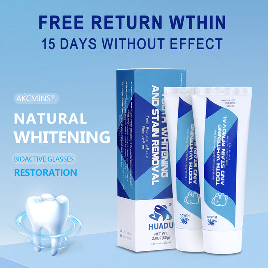 HUADU AKCMINS Fresh whitening toothpaste, professional deep cleaning teeth, suitable for bad breath and sensitive teeth, repair tooth enamel, reduce plaque, avoid tooth decay, protect teeth.