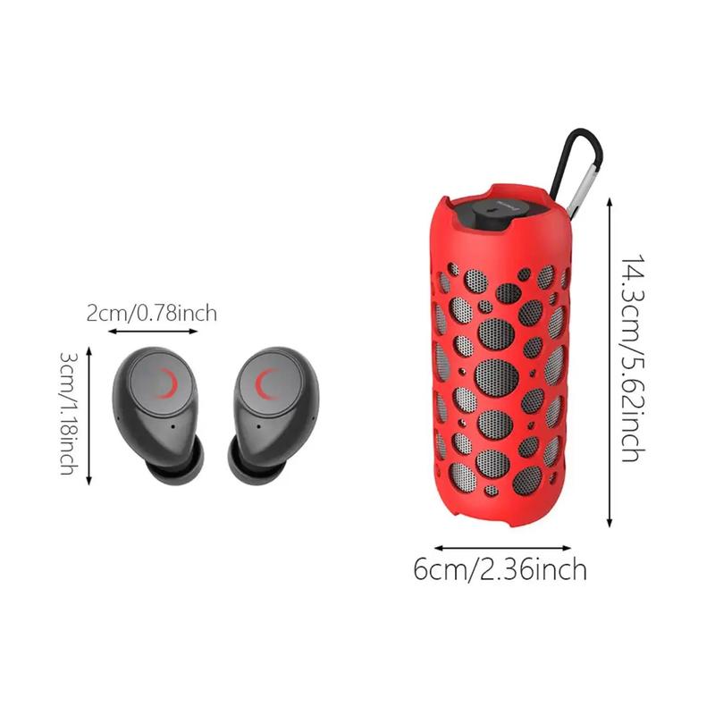 2-in-1 Outdoor Speaker & Headphones, In-ear Earbuds Small Outdoor Speaker, Deep Bass Wireless Mini Headphones Portable Speaker